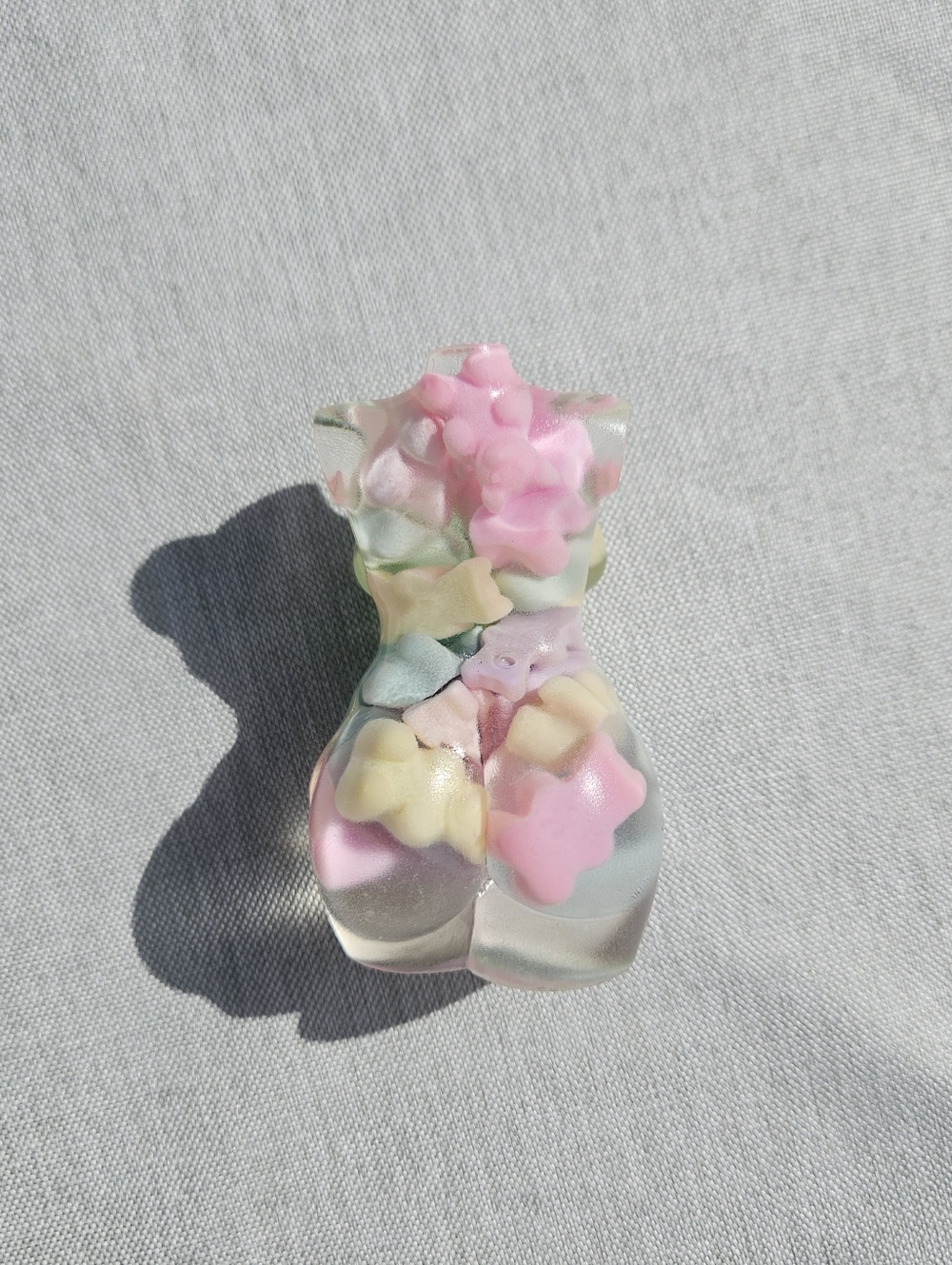 Handmade Chubby Goddess Resin Statue With Pastel Teddy Bears - Picture 5 of 7